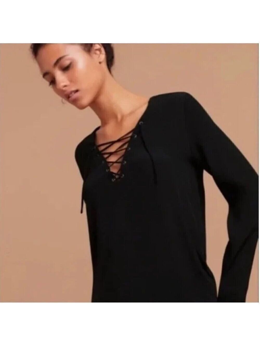 Wilfred Free Black Redling Top Lace Up Long Sleeve Large